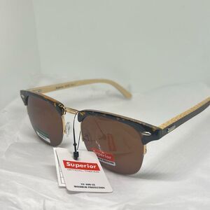 Superior Optical Trends Clubmaster-Style Sunglasses – Bamboo Arms – UV400 Maximu